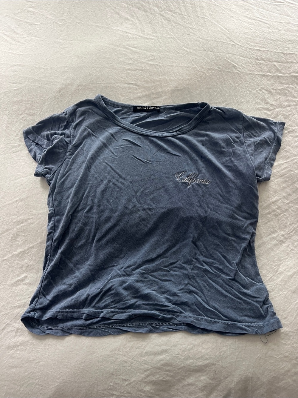 Brandy Melville Navy California Script Short Sleeve Tee